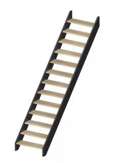 DOLLE HELSINKI - schody rovné bez podstupnic, dub nelakovaný/černá